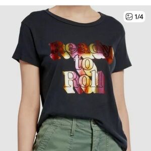Mother RARE denim ready to roll logo graphic tee $128 revolve casual spring